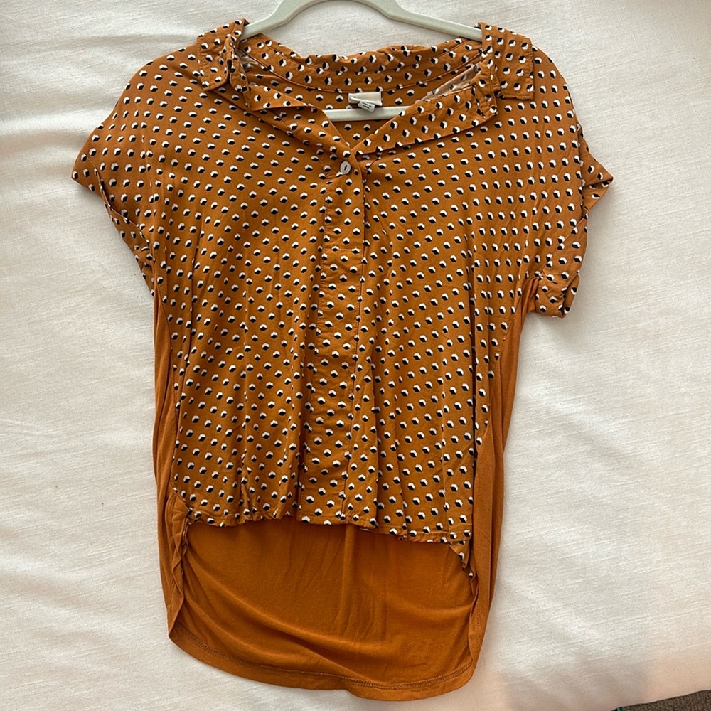 Burnt orange patterned blouse